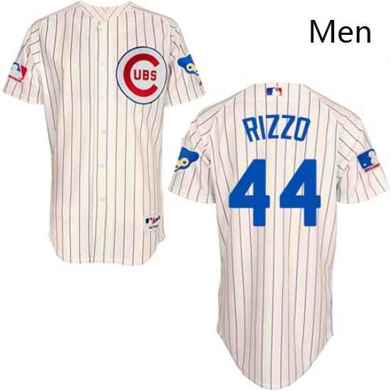 Mens Majestic Chicago Cubs 44 Anthony Rizzo Replica Cream 1969 Turn Back The Clock MLB Jersey